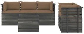 Set Divani da Giardino su Pallet 6 pz con Cuscini Massello Pino