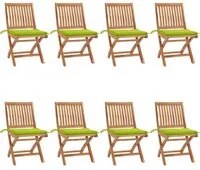 Sedie da Giardino Pieghevoli con Cuscini 8 pz Massello di Teak 3072872