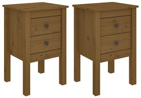 Comodini 2 pz miele 40x35x61,5 cm in legno massello di pino