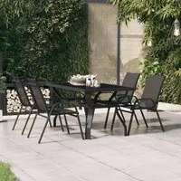 Tavolo da Giardino Nero 140x70x70 cm in Acciaio e Vetro 318768