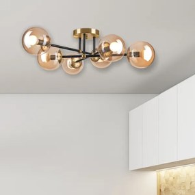 Lampadario a plafone MALENA 6xE14/5W/230V oro/nero/fumé beige