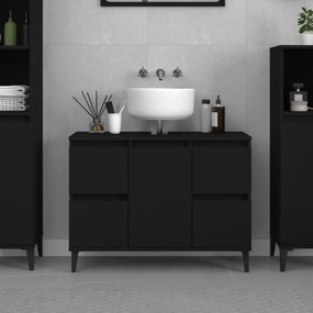 Mobile Lavabo Nero 80x33x60 Cm İn Legno Multistrato /