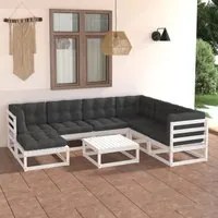 Set Divani da Giardino 8 pz con Cuscini Legno Massello di Pino 3076760