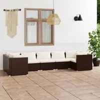 Set Divani da Giardino 7 pz con Cuscini in Polyrattan Marrone 3101954