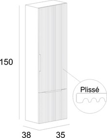 Colonna per mobile bagno Modula BADEN HAUS 1 cassetto 1 anta P 38 x L 35 x H 150 cm grigio opaco