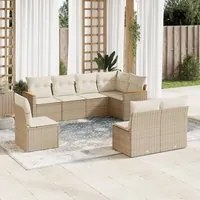 Set Divano da Giardino 8 pz con Cuscini Beige in Polyrattan 3226044