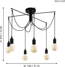 Eglo 98679 - Lampadario a sospensione con filo MUSARA 6xE27/60W/230V ragno