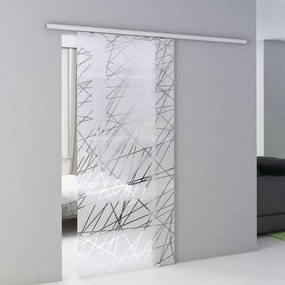 Porta scorrevole reversibile Armonia in alluminio bianco, L 76 x H 215 cm, con binario Atena