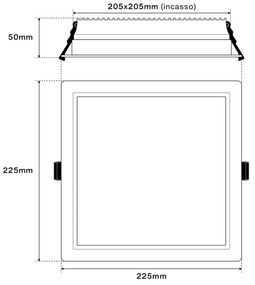 Faro da incasso 44W Foro 205x205mm UGR19 con driver Philips CRI92 CCT Colore Bianco Variabile CCT