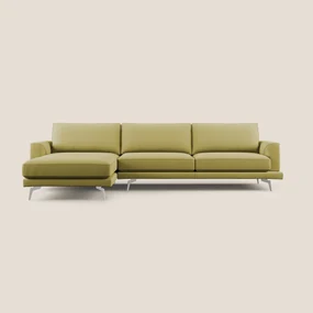 Dorian divano moderno angolare con penisola in tessuto morbido antimacchia T05 giallo 268 cm Sinistro