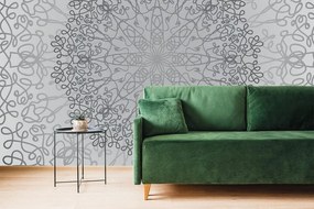 Carta da parati – Ornamento circolare grigio