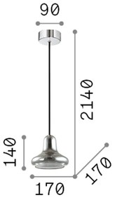 Sospensione Vintage-Decò Lido-1 Vetro Fumè 1 Luce G9 3W 3000K Luce Calda