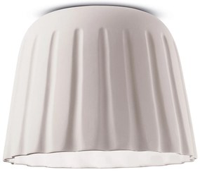 Plafoniera Piccola Vintage Decò Madame Gres Ceramica Bianco Naturale 1 Luce E27