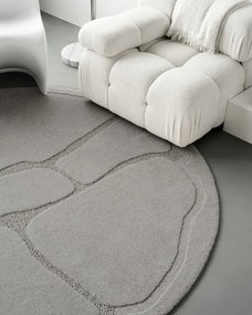 Tappeto rotondo in lana grigia ø 160 cm Morphic Organica - Agnella