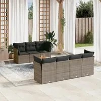 Set Divano da Giardino 8 pz con Cuscini Grigio in Polyrattan 3223505