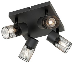 Faretto da soffitto industriale nero 4 luci orientabili - Jim