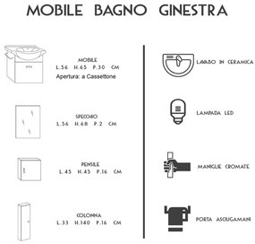 Colonna sospesa salvaspazio rovere Bianco con mensole Ginestra