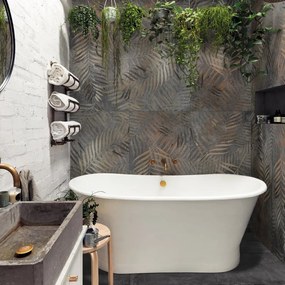 Piastrella da pavimento e rivestimento interno 60 x 120 cm Sp. 9.5 mm rettificato Felce in gres porcellanato smaltato opaco oro e nero traffico medio (pei 2/5) R9 1.44 mq