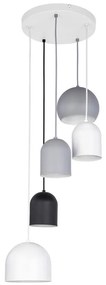 Lampadario a sospensione con filo TEMPRE 5xE27/15W/230V bianco/grigio/nero
