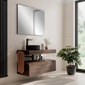 Mobile da bagno sotto lavabo Step noce L 100.3 x H 30 x P 46 cm 2 cassetti, lavabo non incluso