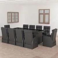 Set da Pranzo da Giardino 11 pz con Cuscini in Polyrattan Nero 3059351