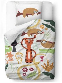 Biancheria da letto in cotone per bambini Animali della foresta pluviale, 100 x 130 cm Rainforest Animals - Butter Kings