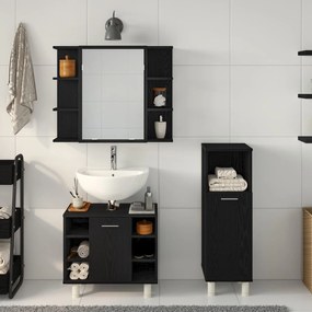 Set di mobili da bagno  set di 3 rovere nero legno ingegnerizzato