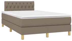 Letto a molle con materasso e led tortora 120x190 cm in tessuto