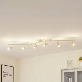 Plafoniera Lindby Piena, beige, a 6 luci, metallo, 150 cm