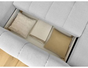 Divano angolare grigio chiaro allungabile e con contenitore (penisola a destra/a U) Fuji – Bobochic Paris