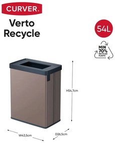 Cestino per la spazzatura in plastica riciclata rosa opaco 54 l Verto Recycle - Curver