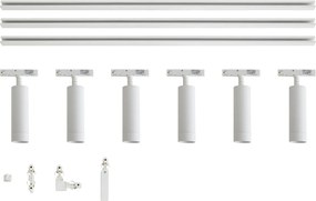 Sistema di illuminazione a binario moderno con 6 faretti bianco 1 fase - Slimline Uzzy