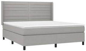 Letto a molle materasso e led grigio chiaro 180x200 cm tessuto