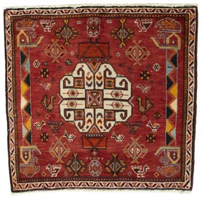 Shiraz Tappeto 60x60 Rosso (Iran) Annodato A Mano