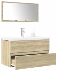 Set Mobili Da Bagno 3 Pz Rovere Sonoma İn Legno Multistrato /