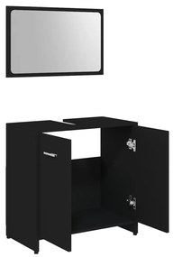 Set mobili da bagno 4 pz nero in truciolato