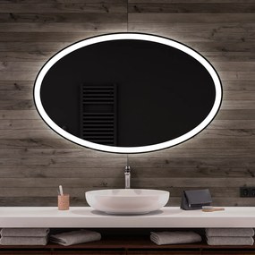 Ovale specchio moderno con luci LED Orizzontale L74 specchio bagno da parete
