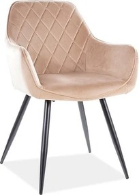 Sedia Linea Velvet Beige/Nero - H82 cm