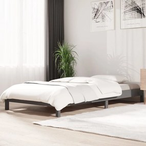 Letto Impilabile Grigio 75x190 Cm İn Legno Massello Di Pino /