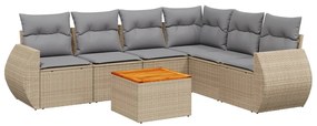 Set divani da giardino 7 pz con cuscini beige in polyrattan