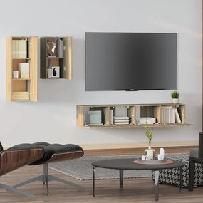 Set di mobili porta tv 4 pz rovere sonoma in legno multistrato