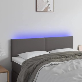 Testiera A Led Grigio 144x5x78/88 Cm İn Similpelle /
