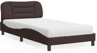 Letto con Materasso Marrone Scuro 100x200 cm in Tessuto 3208516