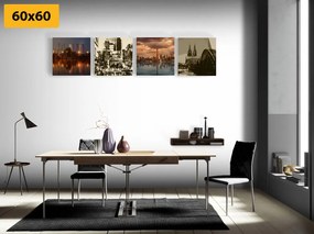 Set di quadri – Città industriale con astrazione