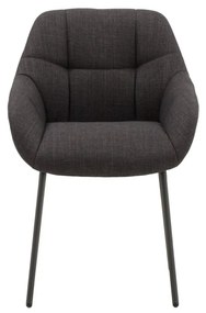 Set di poltroncine SMICHOV in tessuto grigio scuro e gambe in metallo nero, con braccioli