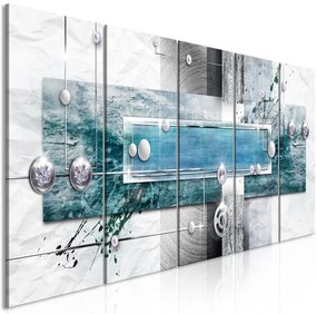 Quadro Mysterious Mechanism (5 Parts) Narrow Blue  Colore Grigio, Dimensioni e Misure 200x80