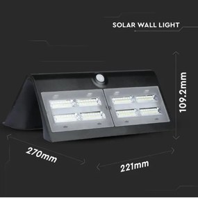 Lampada da parete solare a LED con sensore LED/7W/3,7V 4000K IP65 nero