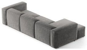 Divano angolare grigio chiaro (con penisola a sinistra/con chaise lounge) con rivestimento in velluto a coste Bergamo – Cosmopolitan Design