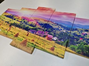 Quadri 5 pezzi – Covoni di fieno nei Carpazi