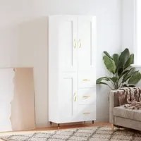 Credenza Bianco Lucido 69,5x34x180 cm in Legno Multistrato 3199987